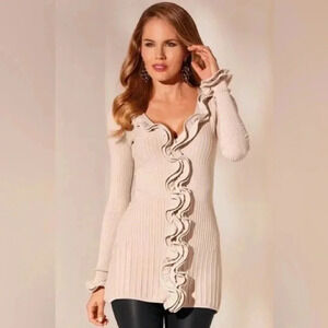 Boston Proper Cream Ruffle
Cardigan Size Medium